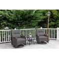 thumbnail image 2 of Kullavik 3 Pieces Patio Swivel Rocker Wicker Chairs-Outdoor Swivel Rocking Chairs with 1 Rattan Coffee Table&2 Grey Thickened Cushions Outdoor Furniture Conversation Sets for Patio Garden - Grey, 2 of 9
