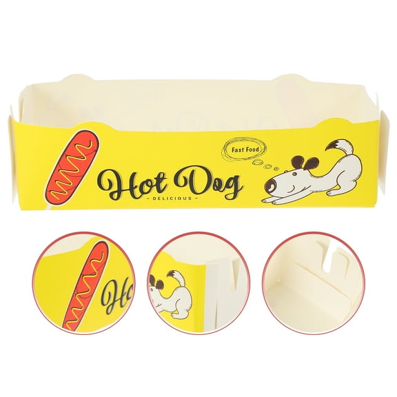 OUNONA Disposable Card Paper Food Serving Tray for Snack Perfect for Parties and Picnics Yellow 50pcs