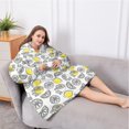 thumbnail image 5 of Oversized Wearable Blanket Hoodie,Yellow Lemon Fruit Slices White Pattern Sherpa Blanket Hoodie with Super Pockets,Super Warm Fuzzy Pullover for Women & Men, 5 of 6
