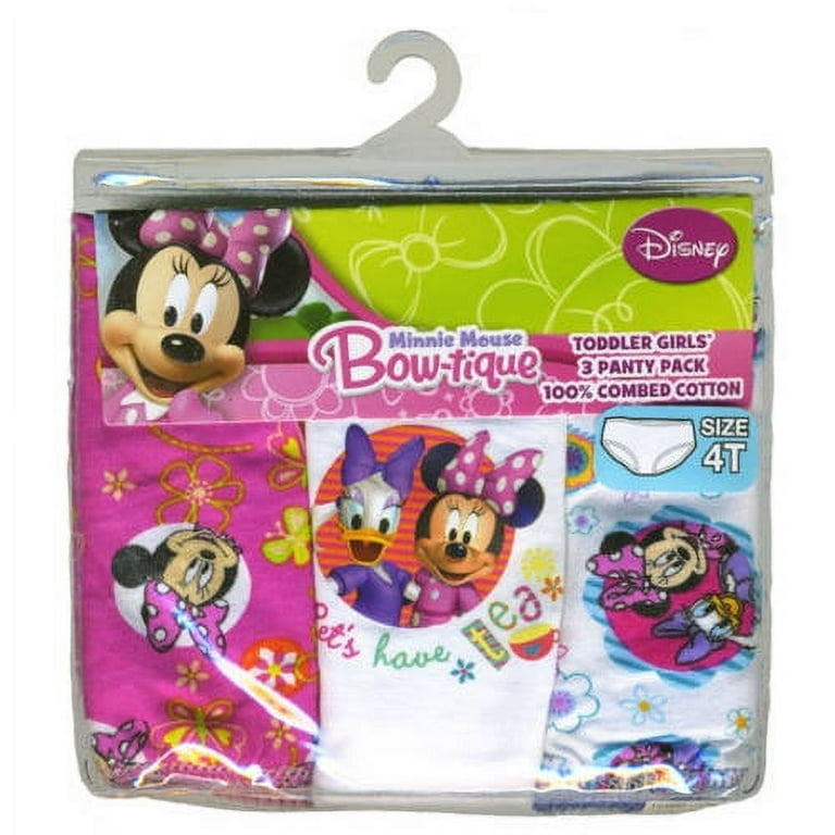 Disney Minnie Mouse Underwear 100% Cotton Panties, 3 Pack (Toddler Girls) 