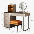 thumbnail image 3 of Lartis Vanity Desk with Mirror and Lights | Makeup Vanity Table with Stool Dressing Table with Drawers Vanity with Lighted Mirror and Side Cabinet for Bedroom, 3 of 13