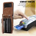 thumbnail image 3 of Dteck Crossbody Wallet Case for Samsung Galaxy Z Flip3 5G, RFID Blocking PU Leather Zipper Handbag Purse Flip Cover, Kickstand Folio Case with Card Slots Wrist Strap Lanyard,Brown, 3 of 10