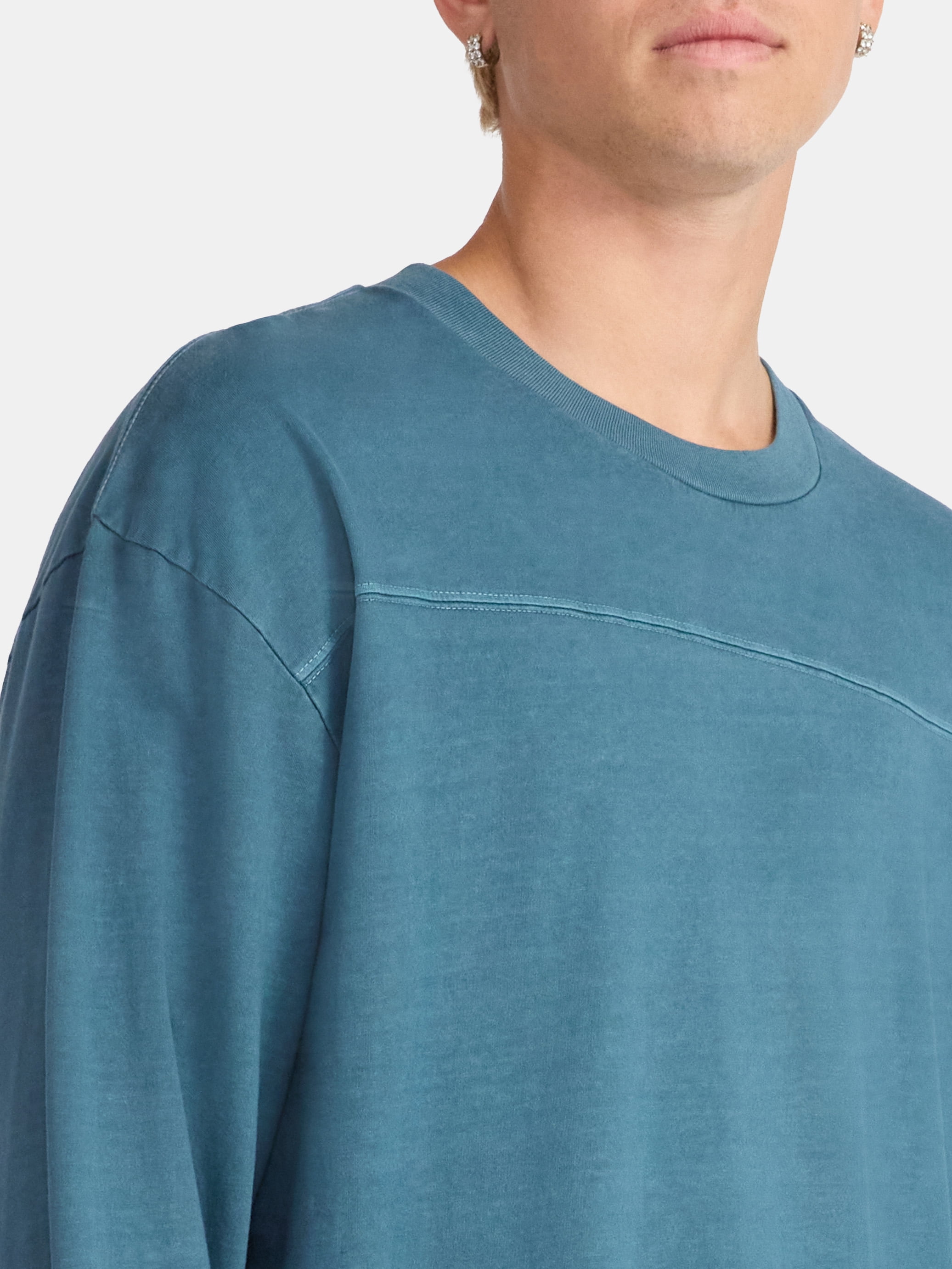 No Boundaries Cotton Washed Tee with Long Sleeves, Men's & Big Men's
