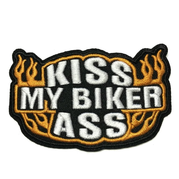 Kiss My Biker A$$ 4" W x 1.5" T Iron/Sew On Decorative Patch