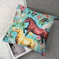 thumbnail image 7 of Ullo0ord Horse Pillow Cover, Chic Retro Blossom Throw Pillow Cover For Kids Teens Adult, Galloping Horse Cushion Case, Romantic Aesthetic Style 3D Animal Decorative Pillow Cover, Green Pink 22x22in, 7 of 7