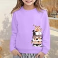 thumbnail image 2 of Girl's Long Sleeve Sweatshirt Crew Neck Cat Print Casual Soft Sweatshirts Cute Trendy Fall Pullover Tops Size 13-14T, 2 of 6