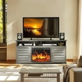 thumbnail image 2 of Electric Fireplace TV Stand up to 75" TVs, Farmhouse Entertainment Center wiht 23" Fireplace for Living Room, Gray, 2 of 8