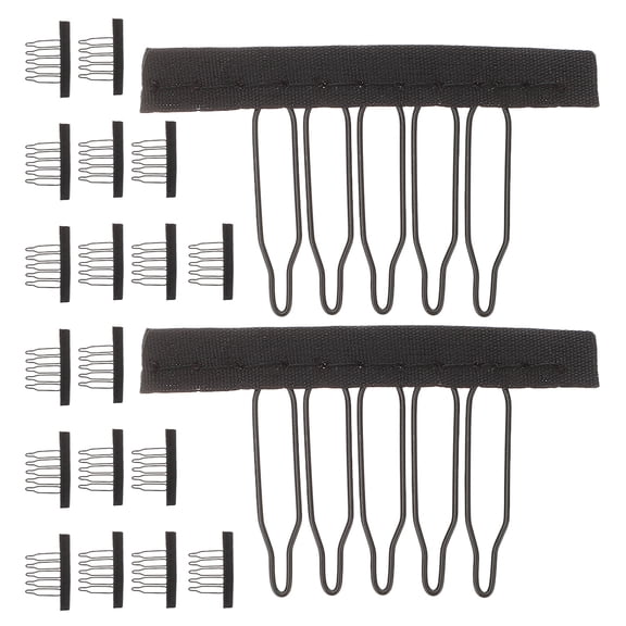 Raindrops 20Pcs Black Steel Toothed Hair Clips for Wigs Convenient Small Comb Clips Set