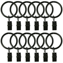 Curtain Rings with Clips 25 Pack Metal Curtain Clips Decorative Drapery Rings (1.26 Inch Interior Diameter Matte Black)