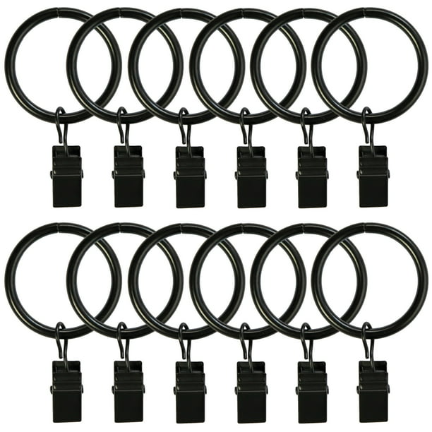 Curtain Rings With Clips 25 Pack Metal, White Curtain Rod Rings With Clips