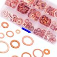 thumbnail image 1 of Electronicheart 280pcs Solid Copper O Shape Ring Washer Flat Ring Sump Plug Oil Seal Assorted Gasket Set Box, 1 of 2
