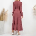 thumbnail image 4 of Riforla Women Casual Solid Maxi Dress V Neck Large Swing Dress Belt Long Sleeve Long Wedding Party Dresses Pink XL, 4 of 6
