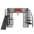 thumbnail image 6 of Harper & Bright Designs Full Size Metal Loft Bed with Built-in Desk and Wardrobe, Heavy Duty Loft Bed with Slide and Staircase & Basketball Hoop, Black, 6 of 12