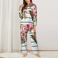 thumbnail image 2 of Lsque Bird and Floral Pattern Long Sleeve Pajama Set for Women - Soft 2-Piece Sleepwear and Loungewear Set with Pockets, Comfy Nightwear-Large, 2 of 7