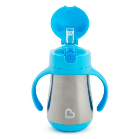 Munchkin® Cool Cat™ Stainless Steel Toddler Straw Sippy Cup, 8 oz, Blue, Unisex