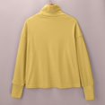 thumbnail image 6 of ManxiVoo Women's High Neck Pure Cotton Sweatshirt Long Sleeve Versatile Solid Color Casual Winter Pullover M Size Yellow, 6 of 9