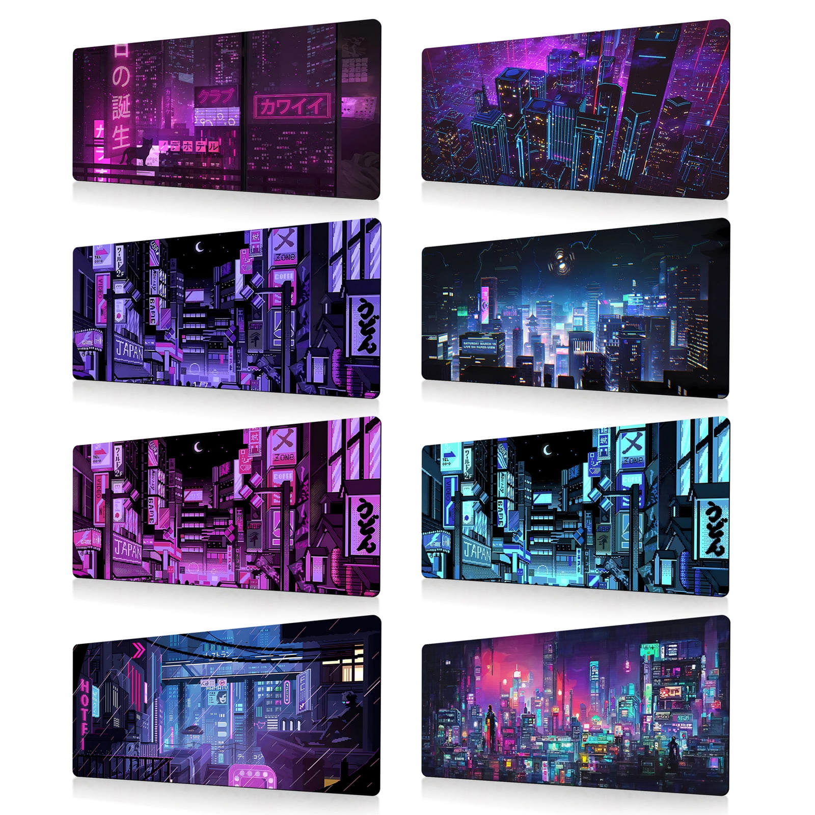 Gaming Pad City Extended Large Desk Mat Big Pad Nonslip Rubber Base Stitched Edged Long Desk Pad