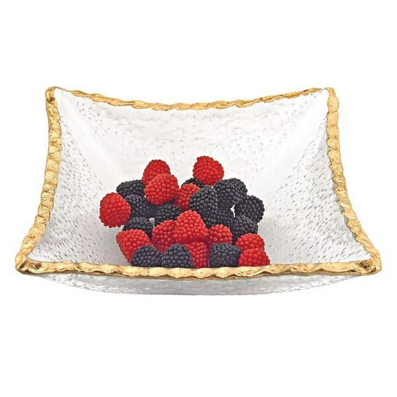 Elegant and Modern Decorative Handcrafted Sophisticated Serveware - Square Goldedge Candy, 7 Inches