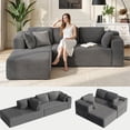 thumbnail image 2 of Sectional Sofa, Asofer 105" L-Shape Modular Couch With Corduroy Fabric for Living Room, Free Assembly, Dark gray (Left Facing Chaise), 2 of 11