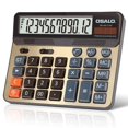 thumbnail image 1 of Desktop Calculator Extra Large 5-Inch LCD Display 12-Digit Big Number Accounting Calculator with Giant Response Button, Battery & Solar Powered, Perfect for Office Business Home Daily Use(OS-6815GN), 1 of 4