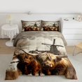 thumbnail image 2 of Homewish Highland Cattle Bedding Comforter Set 2pcs for Teenagers,Farmhouse Animal Twin Comforter Sets Microfiber,Vintage Windmill Breathable Bedding Set,Lightweight Room Decor,Reversible, 2 of 8