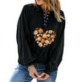 thumbnail image 4 of Fall Sweatshirts for Women Lapel Button Down Sweatshirt Pumpkin Leaf Printed Pullover Lantern Sleeve Cropped Pullover pullover hoodie clearance, 4 of 8