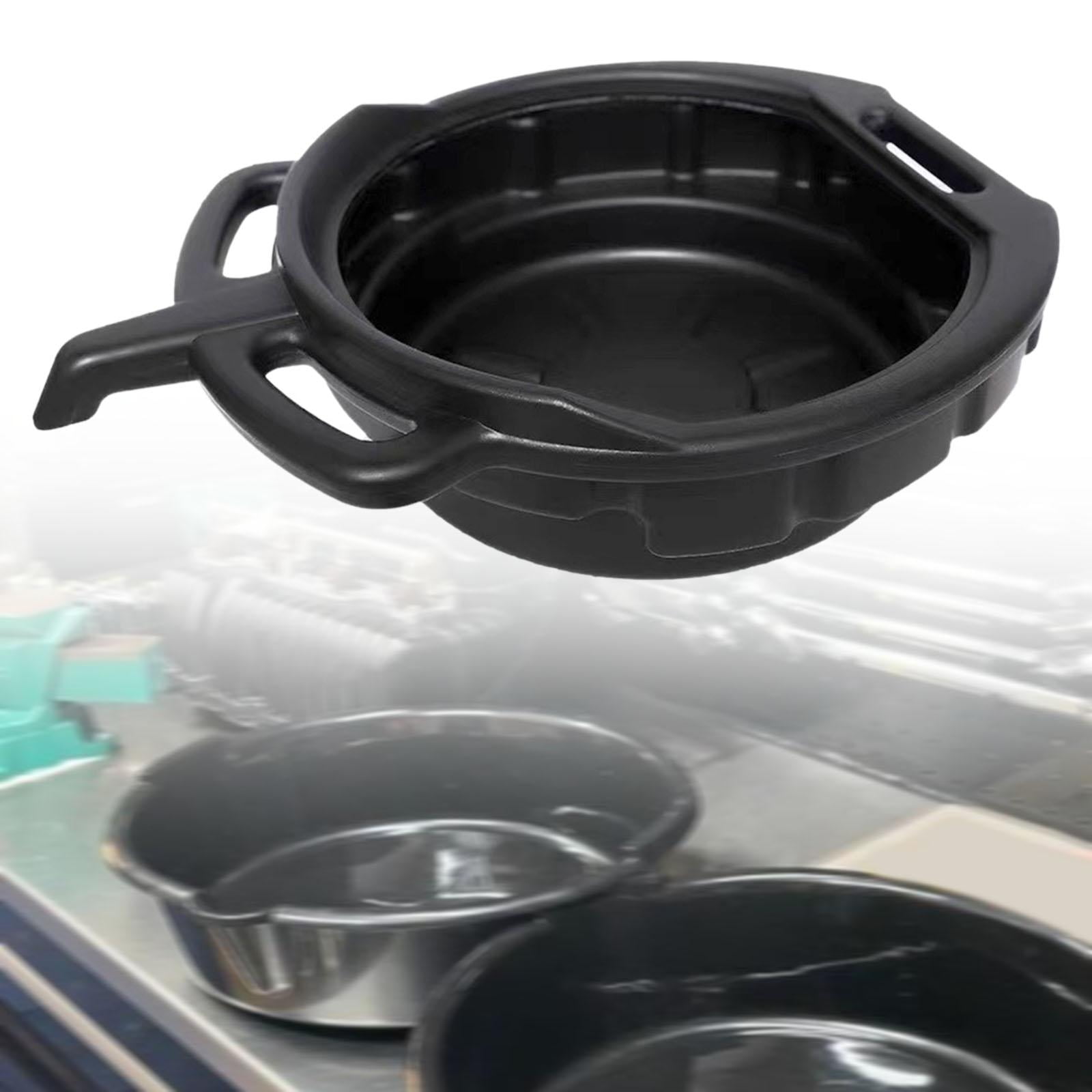 Dickly Oil Change Drain Pan Black Heavy Duty Lightweight Pan 10L