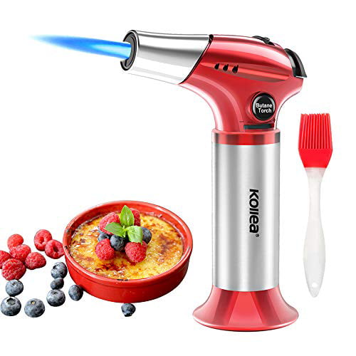 butane torch, kollea kitchen blow torch refillable cooking torch lighter,  mini creme brulee torch with safety lock & adjustable flame for desserts,  bbq, soldering(butane gas not included) - Walmart.com