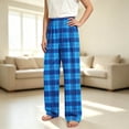 thumbnail image 7 of HAOTAGS Kids Plaid Pants (4-16) Elastic Waist Stright Leg Loungewear Pants with Pockets Navy Size 9, 7 of 7