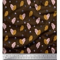 thumbnail image 1 of Soimoi Brown Cotton Voile Fabric Oaknut & Oak Leaves Print Fabric by Yard 42 Inch Wide, 1 of 3