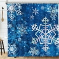 thumbnail image 2 of Merry Christmas Winter Snowflake Blue Polyester Shower Curtain for Bathroom Decoration 72x72 inch, 2 of 7