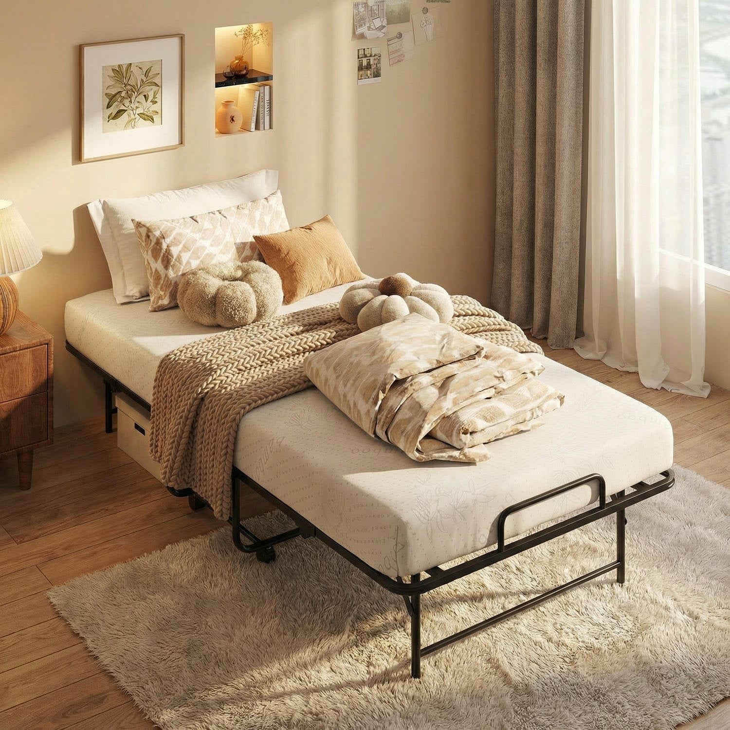 Linon Torino Folding Rollaway Guest Bed, Cot Size, 5 Inch