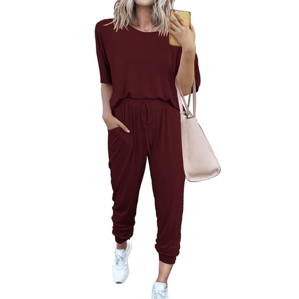 Conjunto Deportivo PRETTYGARDEN 2 Piezas para Mujer Color Vino Talla S