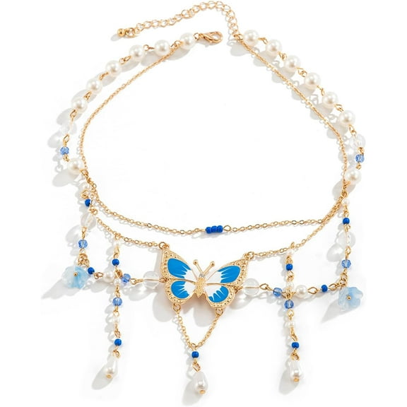 Fairy Tassel Butterfly Choker - Colorful Pendant Necklace, Elegant Bohemian Costume Jewelry for Women