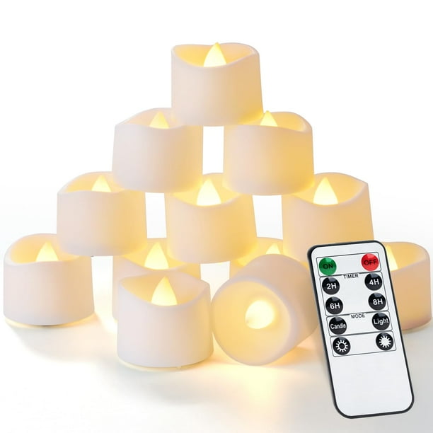 Velas de té LED Homemory, 12 unidades con temporizador remoto