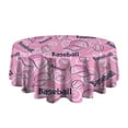 thumbnail image 5 of Pink Baseball Caps and Balls Pattern Round Tablecloth 60"x60",Wrinkle Wipeable Table Cloth for Kitchen Dining Room Picnic Patio Party, 5 of 6