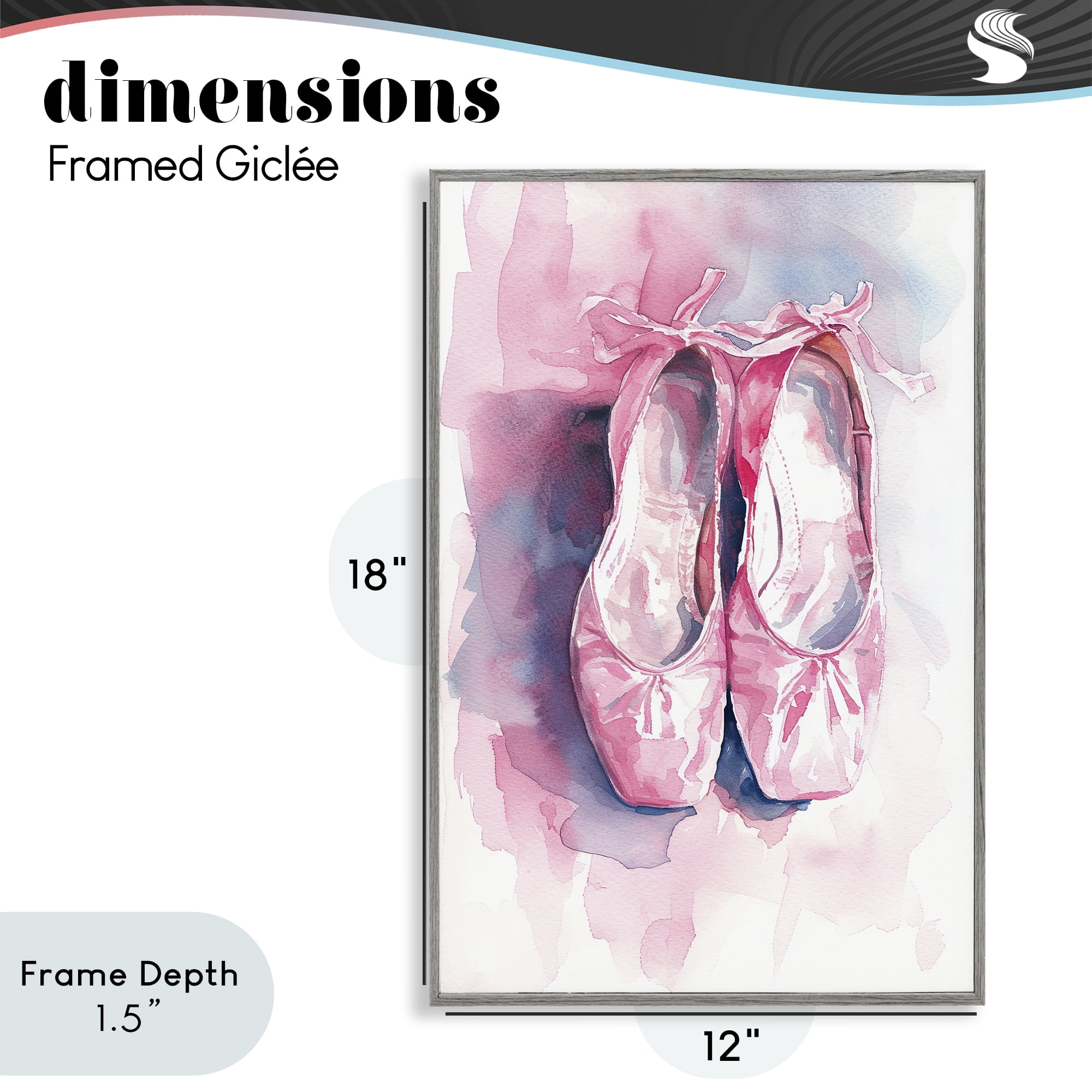 Stupell Industries Blush Ballet Slippers Gray Framed Giclee Art, design by Ray Powers