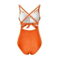 thumbnail image 5 of YueHuiYing Women's Solid Color Scoop Neck Cut Out Front Backless Panel Swimsuit with Cross-Tie Straps One-Piece Bikini, 5 of 7