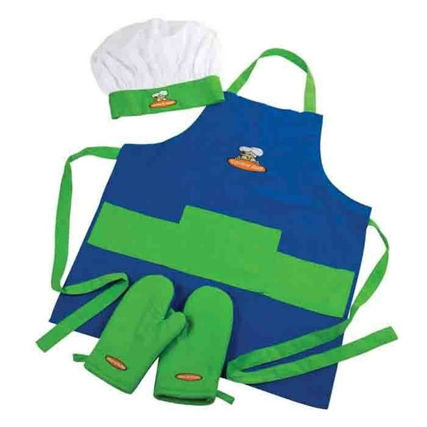 Curious Chef 4 Piece Child Chef Textile Set - Blue & Green - Walmart ...