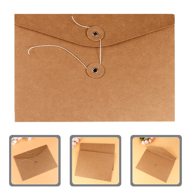 Minkissy 10Pcs Rectangular Kraft Paper Document Holders for Home and Office Use