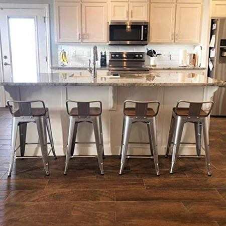 Tongli Metal Bar Stools Kitchen, 26 Inch Counter Stools With Low Back