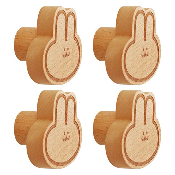 4 piezas Gancho de Pared ma de Conejo Encantador:Decoración de Madera Estilosa para Instalación Fácil!