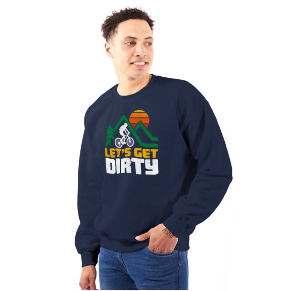 Let's Get Dirty Mountain Bike Outdoor Unisex Plus Fleece Graphic Sweatshirt Brisco Brands 2X