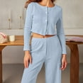 thumbnail image 6 of ZZwxWA Womens Eyelet Pajama Set 2 Piece Long Sleeve Button Down Crop Top and Pants Lounge Set Sexy Cute Sleepwear, 6 of 6