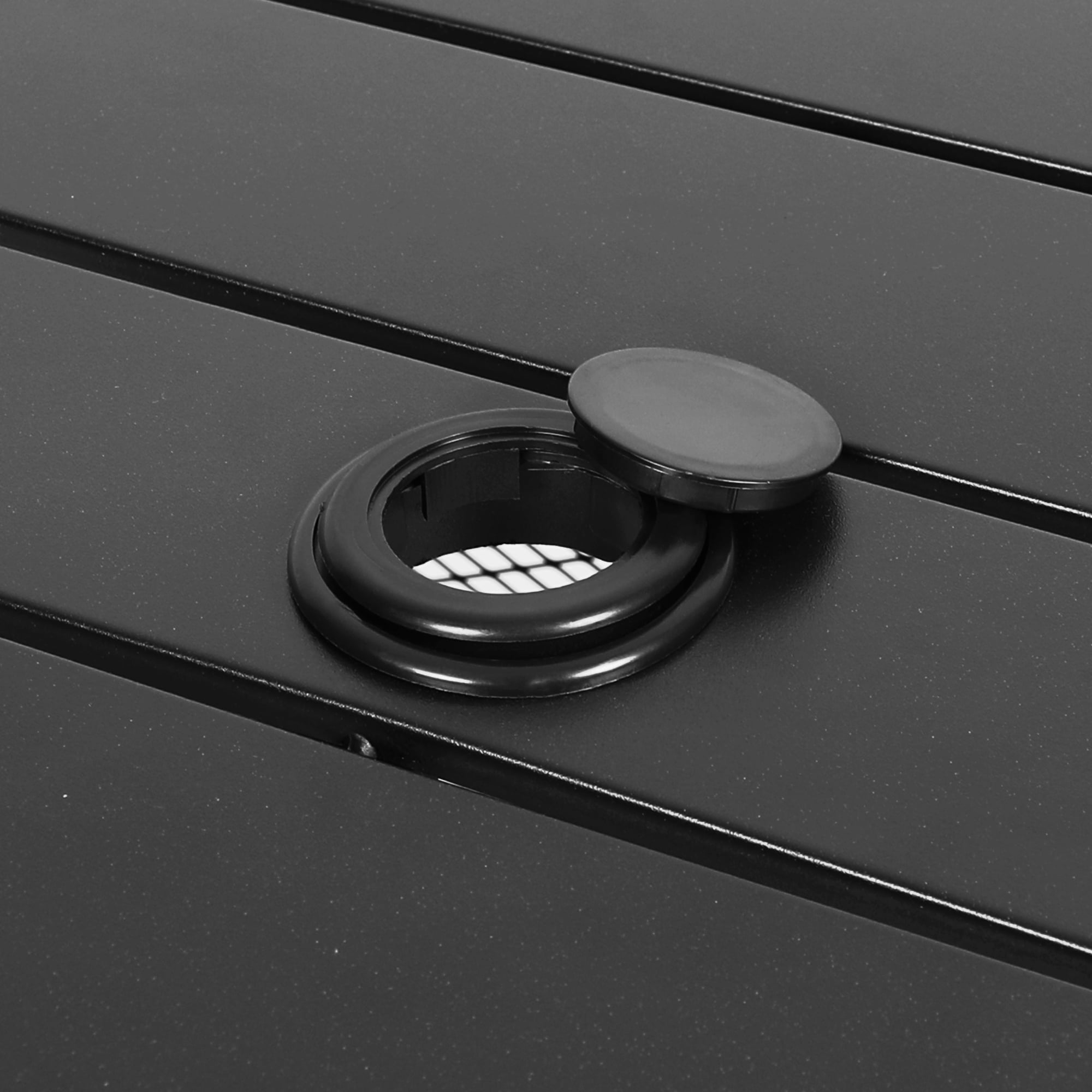 SUNCROWN Patio Bistro Table Outdoor Square Metal Outdoor Metal Umbrella Base Stand with 1.57" Umbrella Hole, Black