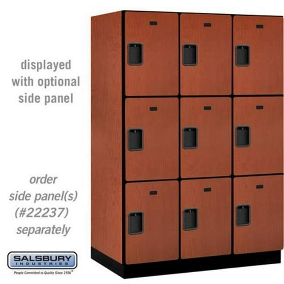 Salsbury Industries 18-23364CHE 18 in. Wide Triple Tier Designer Wood Locker, Cherry - 3 x 6 ft. x 24 in.