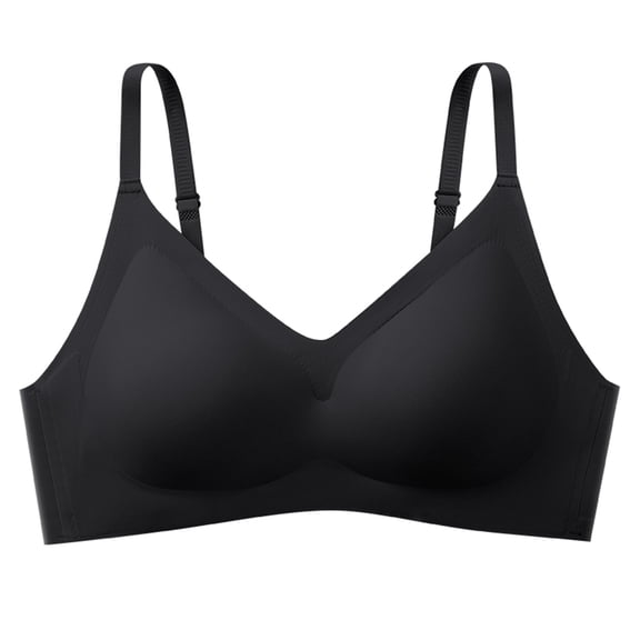 Plus Size Sports Bras for Women Full-Coverage Bra Feature V-Neck Push-up Bra Style W-931 Hook and Eye Closure Seamless Bra Black XL