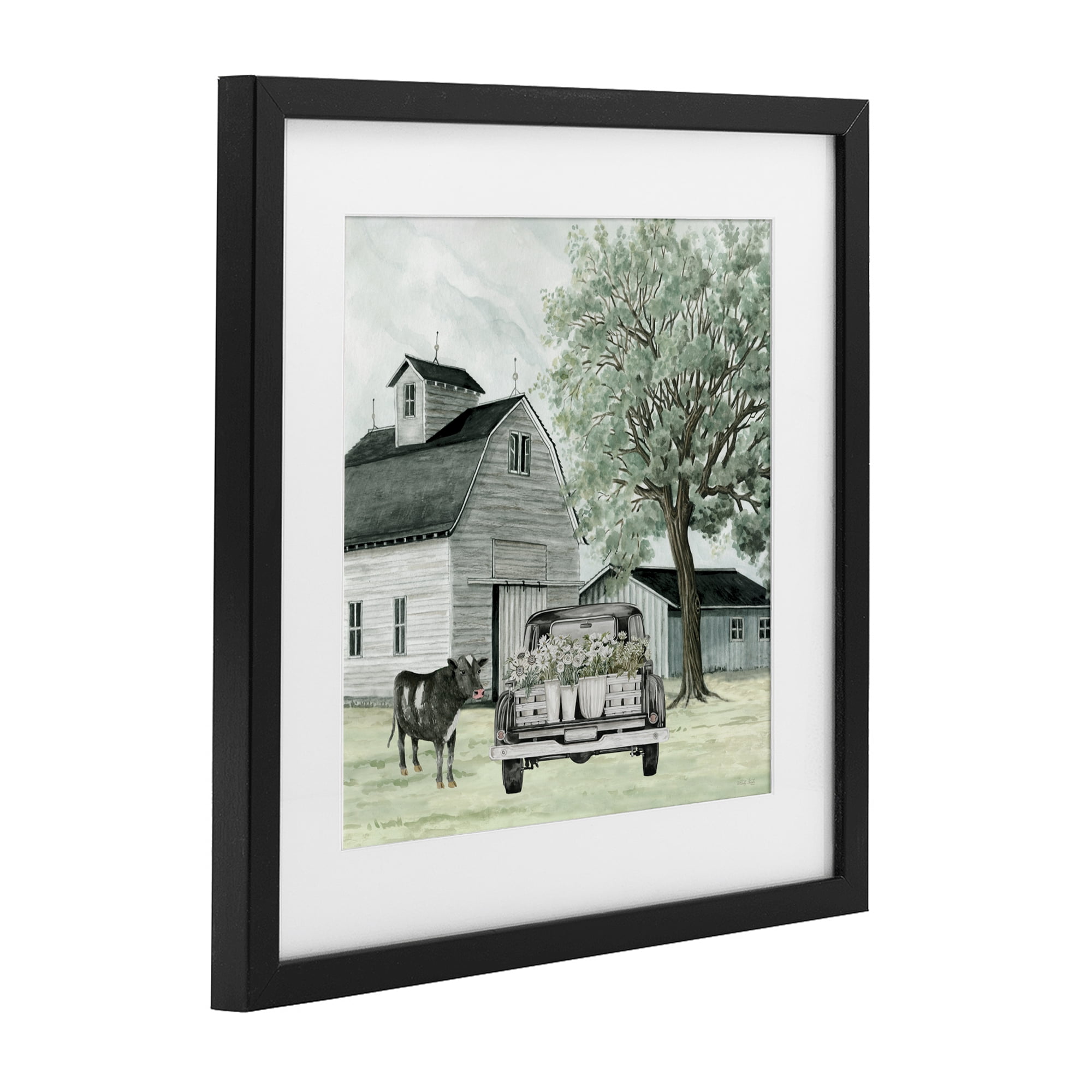 Stupell Industries Buttercup's Flowers on Farm Black Framed Print Under Glass, design by Cindy Jacobs
