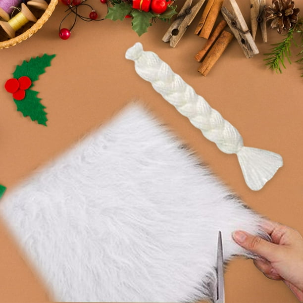 Kit Manualidades Barba Gnomo - 3 Barbas Piel Sintética Blanca Y 3 Bolas De Madera - Para Navidad, Cosplay