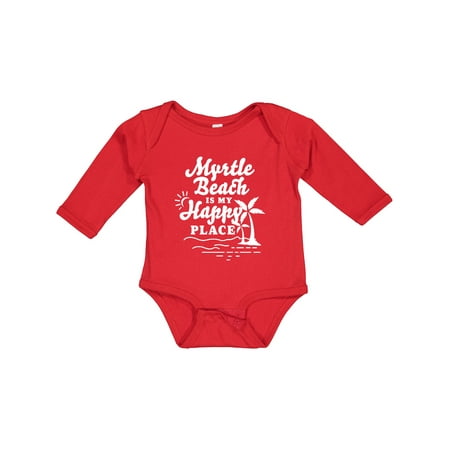 

Inktastic Myrtle Beach is My Happy Place with Palm Trees Boys or Girls Long Sleeve Baby Bodysuit